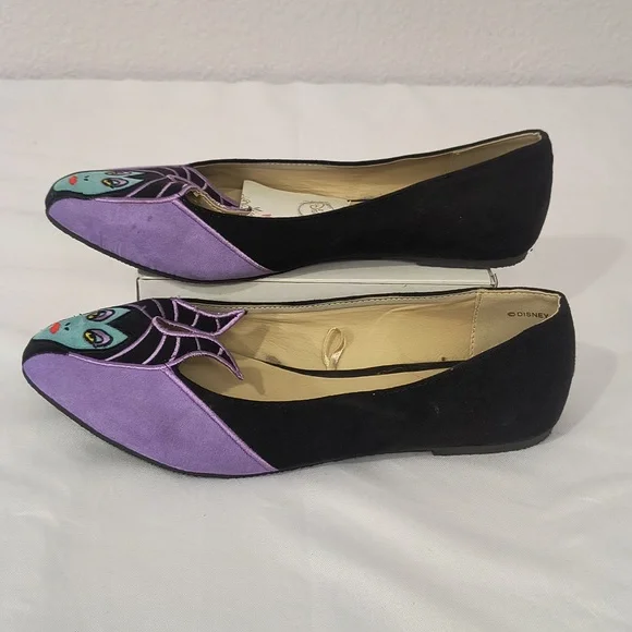 Torrid Disney Maleficient Villains Slip On Embroidered Purple Black Shoes - Picture 3 of 6